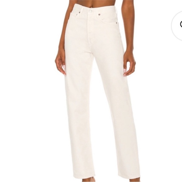 Agolde 90s Pinch Waist High Rise Straight Off White Jeans - Picture 1 of 11